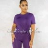Vendor-unknown Courtnie Purple T-Shirt & Bike Shorts Set