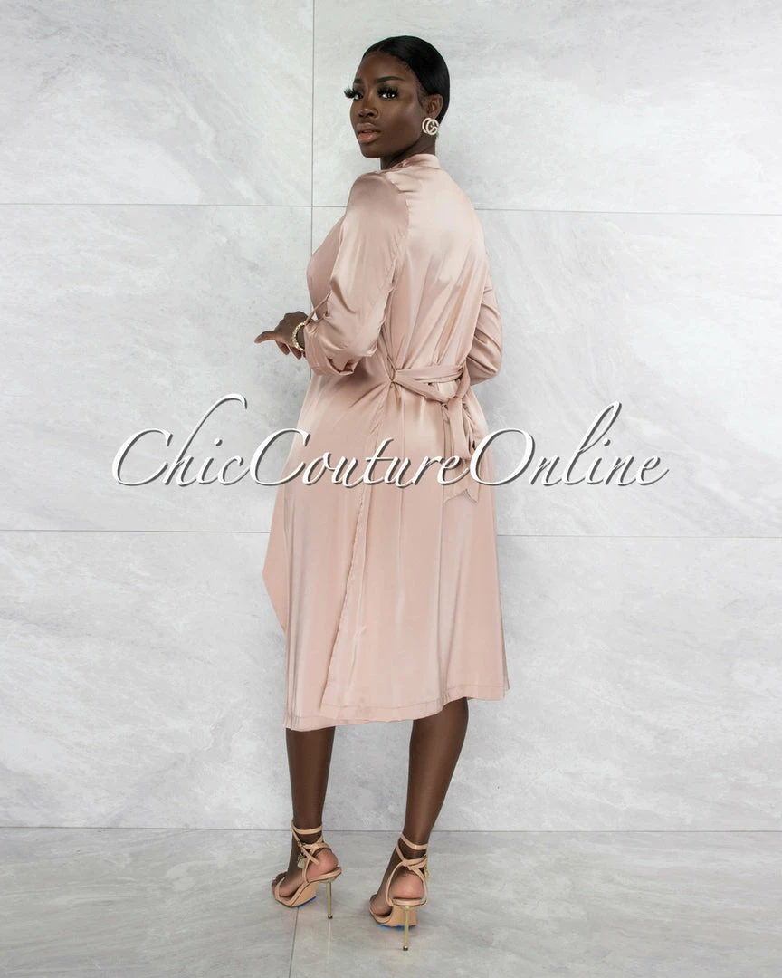Vendor-unknown Charmie Mauve Padded Cups Dress & Duster Silky Set