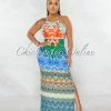 Chic Couture Online Kristian Multi-Color Print Strappy Back Maxi Dress JUST IN