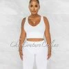 Chic Couture Online JUST IN Jaiden White Ribbed Crop Top & Bike Shorts Set