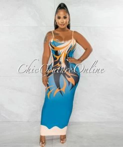Chic Couture Online Havana Multi-Color Print Body-Con Maxi Dress
