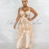 Vendor-unknown Kiarah Nude Embroidery Mesh Top & Pants Set JUST IN