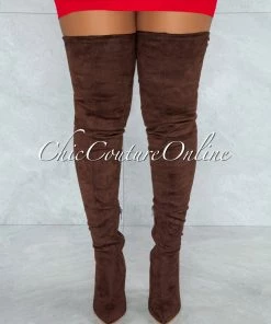 Vendor-unknown Vogue Chocolate Faux Suede Over-The-Knee Boots