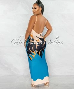 Chic Couture Online Havana Multi-Color Print Body-Con Maxi Dress
