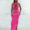 Vendor-unknown Libra Fuchsia Front Knot Cut-Out Dress