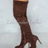 Vendor-unknown Vogue Chocolate Faux Suede Over-The-Knee Boots