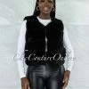 Vendor-unknown Ventana Black Faux Fur Short Vest CLOTHING