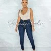 Vendor-unknown Kardim Indigo Denim Button Up High Waist Skinny Jeans JUST IN