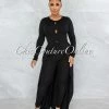 Vendor-unknown Landry Black Maxi Slit Top & Leggings Ribbed Set JUST IN