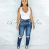 Vendor-unknown Petra Dark Denim Washed Distressed Skinny Jeans JUST IN