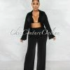 Chic Couture Online JUST IN Zayda Black Crop Top Cover-Up & Wide Pants 3 Piece Set