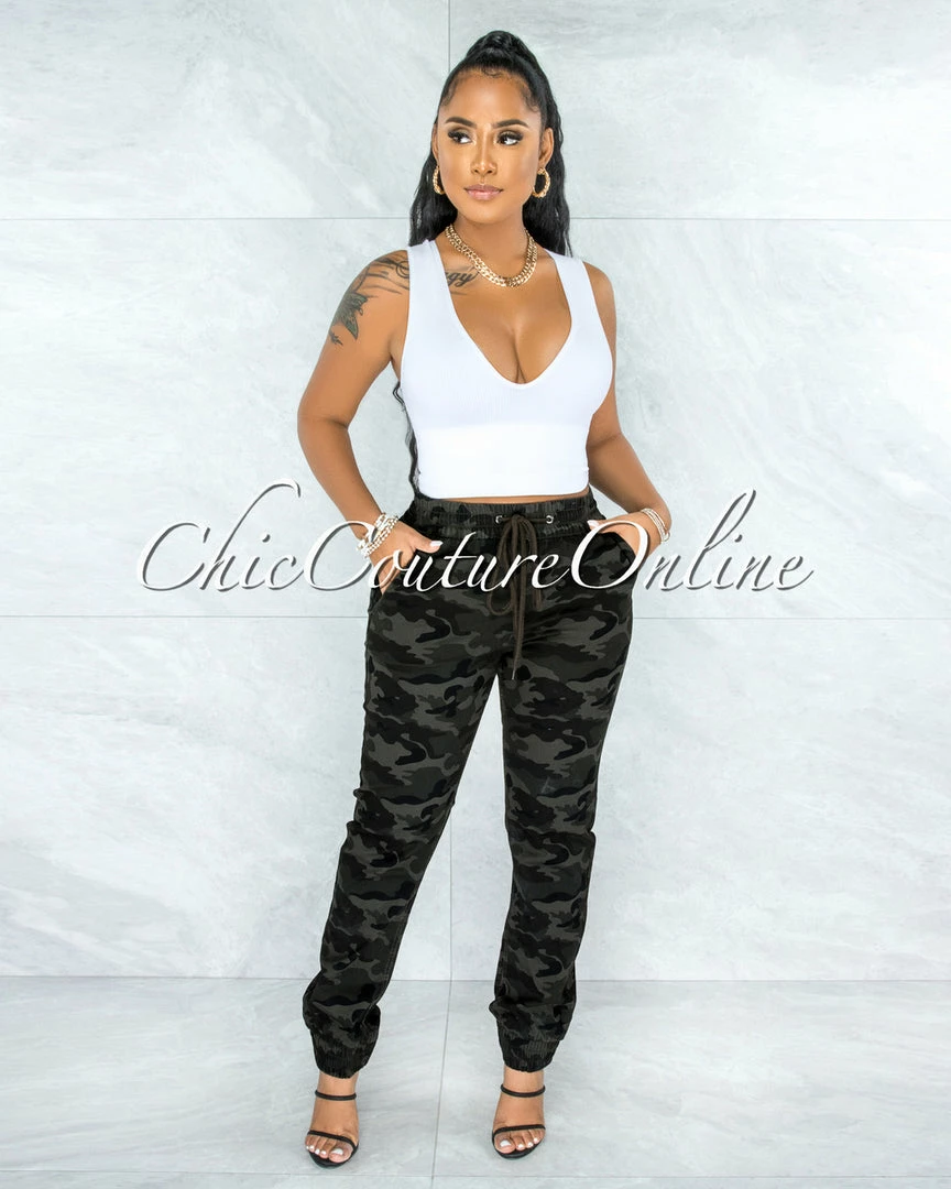 Vendor-unknown JUST IN Jatari Military Green Camo Jogger Pants