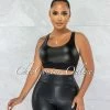 Vendor-unknown Jason Black Faux Leather Crop Top JUST IN