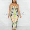 Vendor-unknown Claude Navy Multi-Color Print Crop Top & Ruched Skirt Set JUST IN
