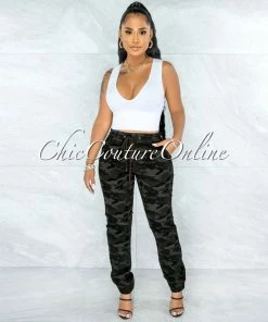 Vendor-unknown JUST IN Jatari Military Green Camo Jogger Pants