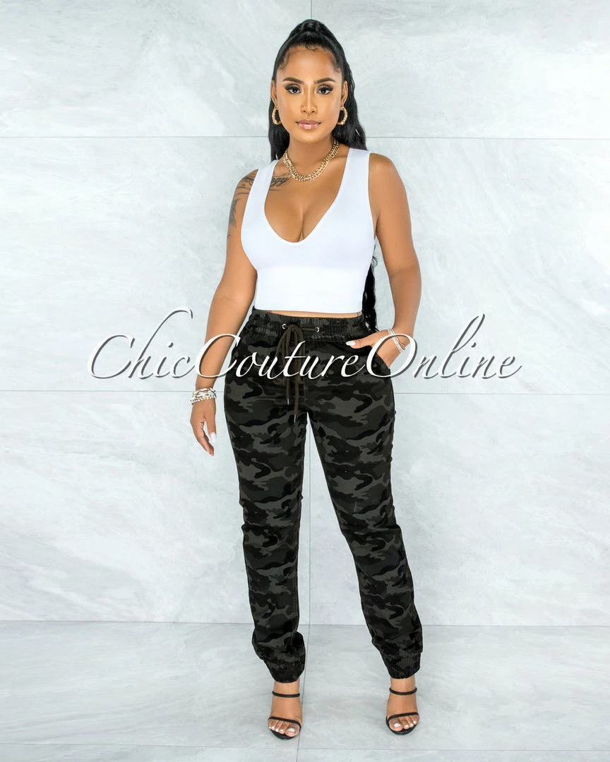 Vendor-unknown JUST IN Jatari Military Green Camo Jogger Pants