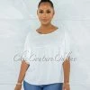 Vendor-unknown Hollis Off-White Pleated Accent Shift Blouse JUST IN