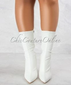 Vendor-unknown Davinah White Faux Leather Booties