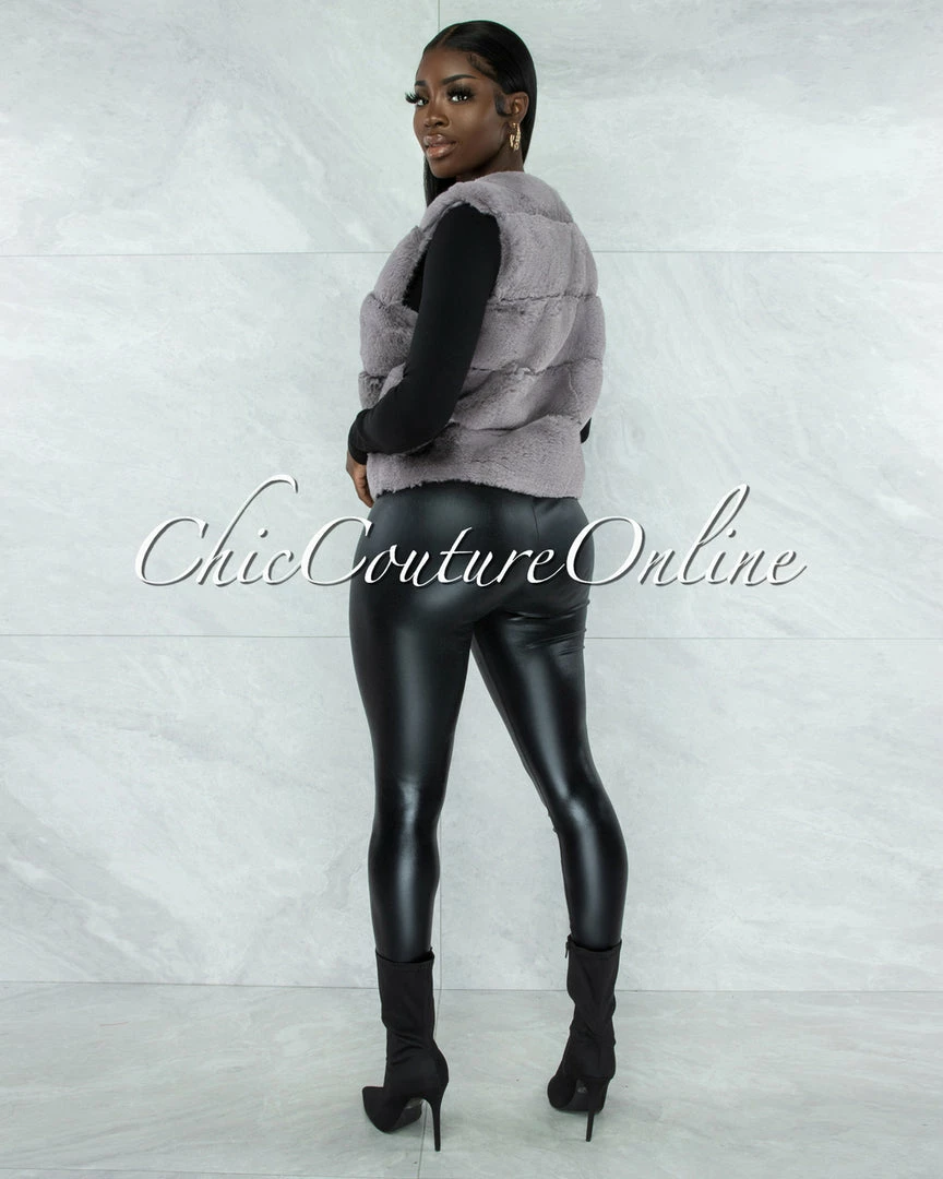 Vendor-unknown Ventana Grey Faux Fur Vest