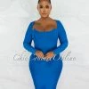 Chic Couture Online Driana Royal Blue Corset Style Bandage Midi Dress