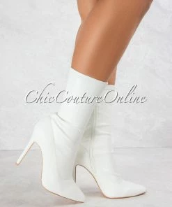 Vendor-unknown Davinah White Faux Leather Booties
