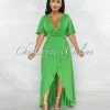 Vendor-unknown Mavis Kelly Green Knot Waist Front Slit Maxi Dress JUST IN