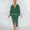 Vendor-unknown Harod Hunter Green Knotted Front Midi Dress