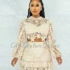 Vendor-unknown Sadiya Cream Crochet Crop Top & Ruffle Skirt Set JUST IN