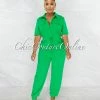 Chic Couture Online Billie Kelly Green Cargo Pockets Utility Jumpsuit JUST IN