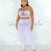 Chic Couture Online Hudel Lilac Bust Key-Hole Crop Top & Double Lined Leggings Set JUST IN