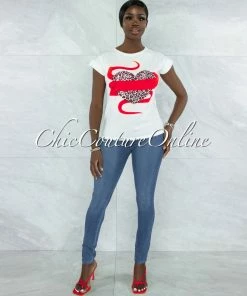 Vendor-unknown Alcantara Off-White Red Leopard Front Graphic T-Shirt JUST IN