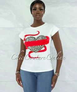 Vendor-unknown Alcantara Off-White Red Leopard Front Graphic T-Shirt JUST IN