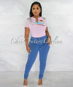 Chic Couture Online JUST IN Donalee Blue High Waist Denim Pants