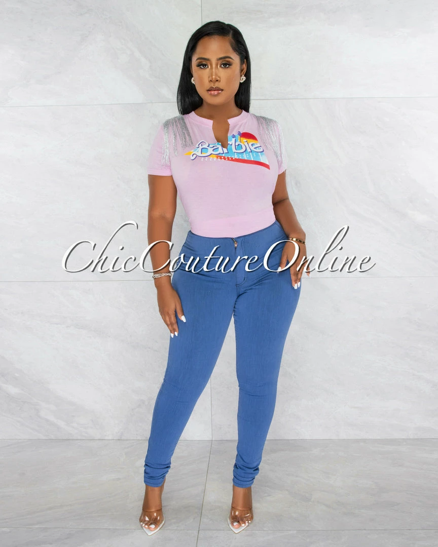 Chic Couture Online JUST IN Donalee Blue High Waist Denim Pants