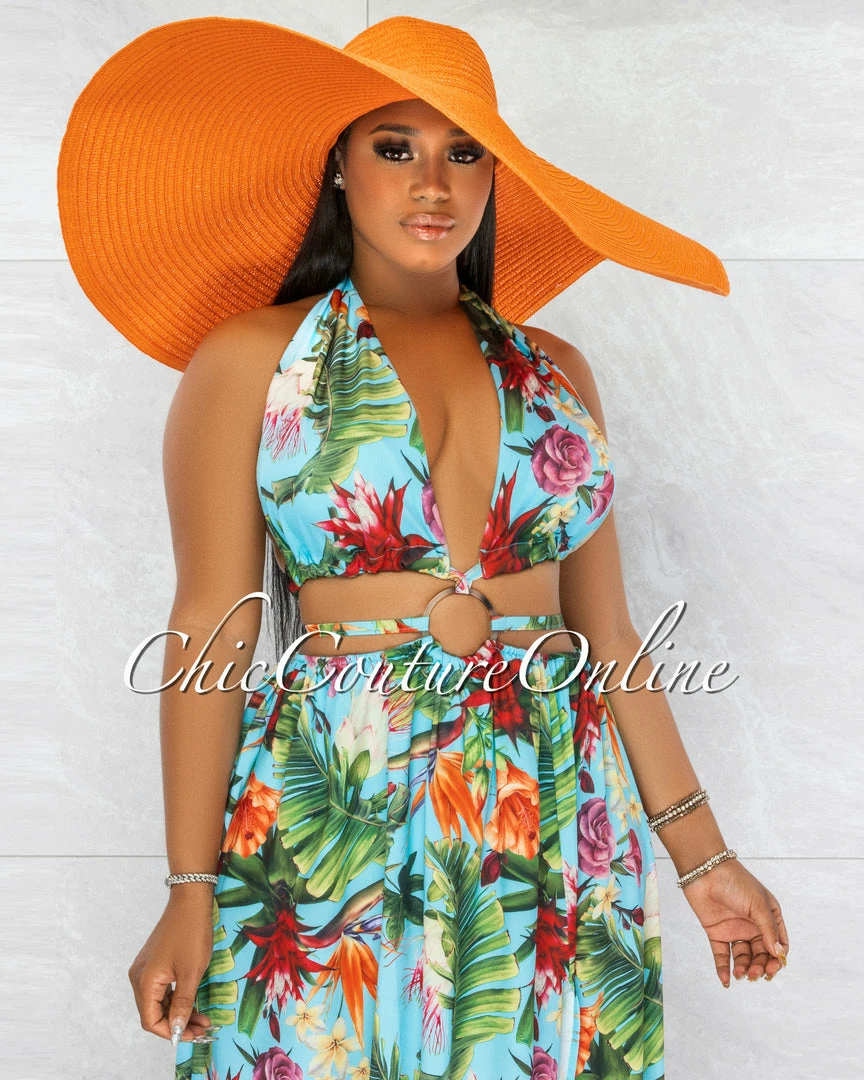 Chic Couture Online Eureka Orange Oversized Brim Straw Floppy Hat