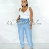 Chic Couture Online Nanette Light Blue Chambray Jogger Pants JUST IN