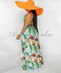 Chic Couture Online Eureka Orange Oversized Brim Straw Floppy Hat