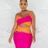 Chic Couture Online Marshae Fuchsia Orange Two-Tone Bandage Two Piece Set