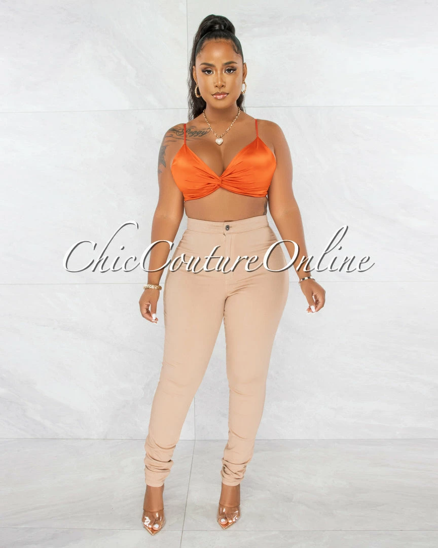 Chic Couture Online JUST IN Finlay Orange Crop Torn Top & Blouse Set