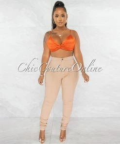 Chic Couture Online Donalee Khaki High Waist Denim Pants JUST IN