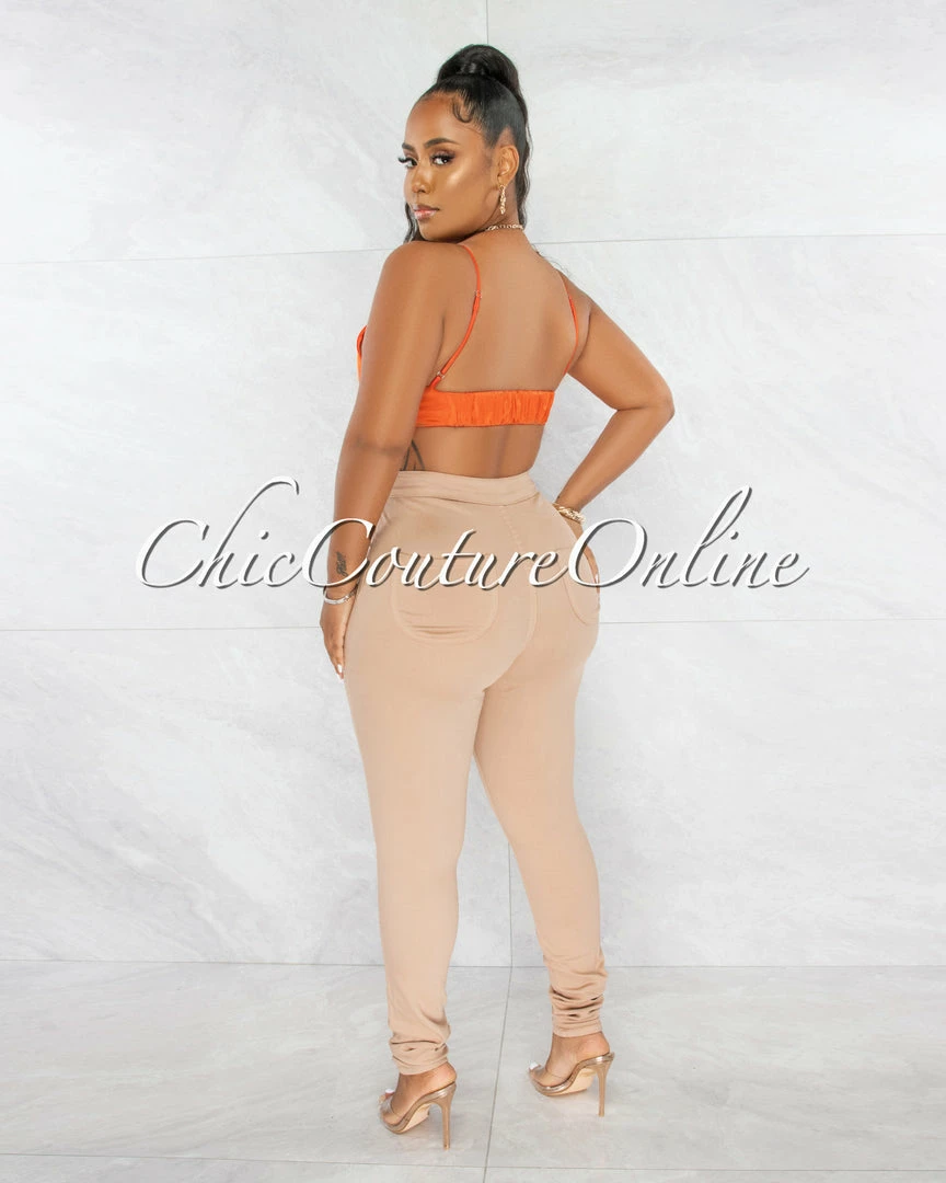 Chic Couture Online JUST IN Finlay Orange Crop Torn Top & Blouse Set