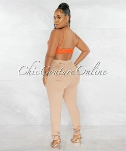 Chic Couture Online Donalee Khaki High Waist Denim Pants JUST IN