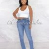Vendor-unknown JUST IN Gramila Medium Blue Denim High-Waist Bell Legs Jeans