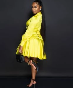 Chic Couture Online JUST IN Eloyda Lime Wrap High Low Ruffle Dress