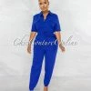 Chic Couture Online JUST IN Billie Royal Blue Cargo Pockets Utility Jumpsuit