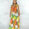 Chic Couture Online JUST IN Karida Multi-Color Print Halter Wide Legs Jumpsuit