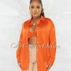 Chic Couture Online JUST IN Finlay Orange Crop Torn Top & Blouse Set