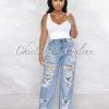 Vendor-unknown Hannan Medium Denim Destroyed Boyfriend Jeans