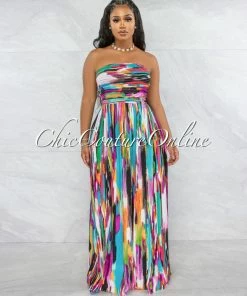 Vendor-unknown Leta Multi-Color Print Wide Leg Jumpsuit JUST IN