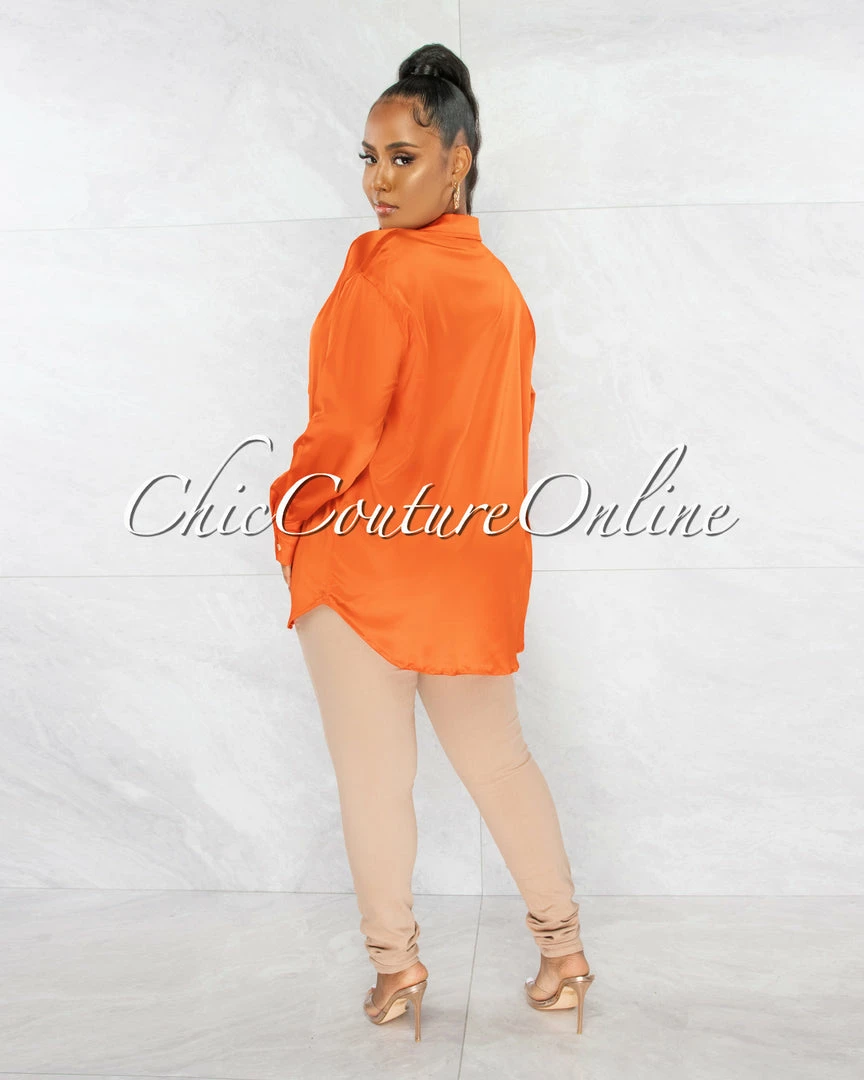 Chic Couture Online JUST IN Finlay Orange Crop Torn Top & Blouse Set